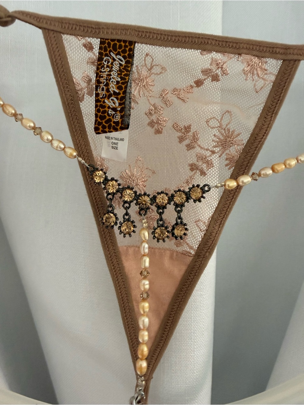 Gold Crystal freshwater pearl G string